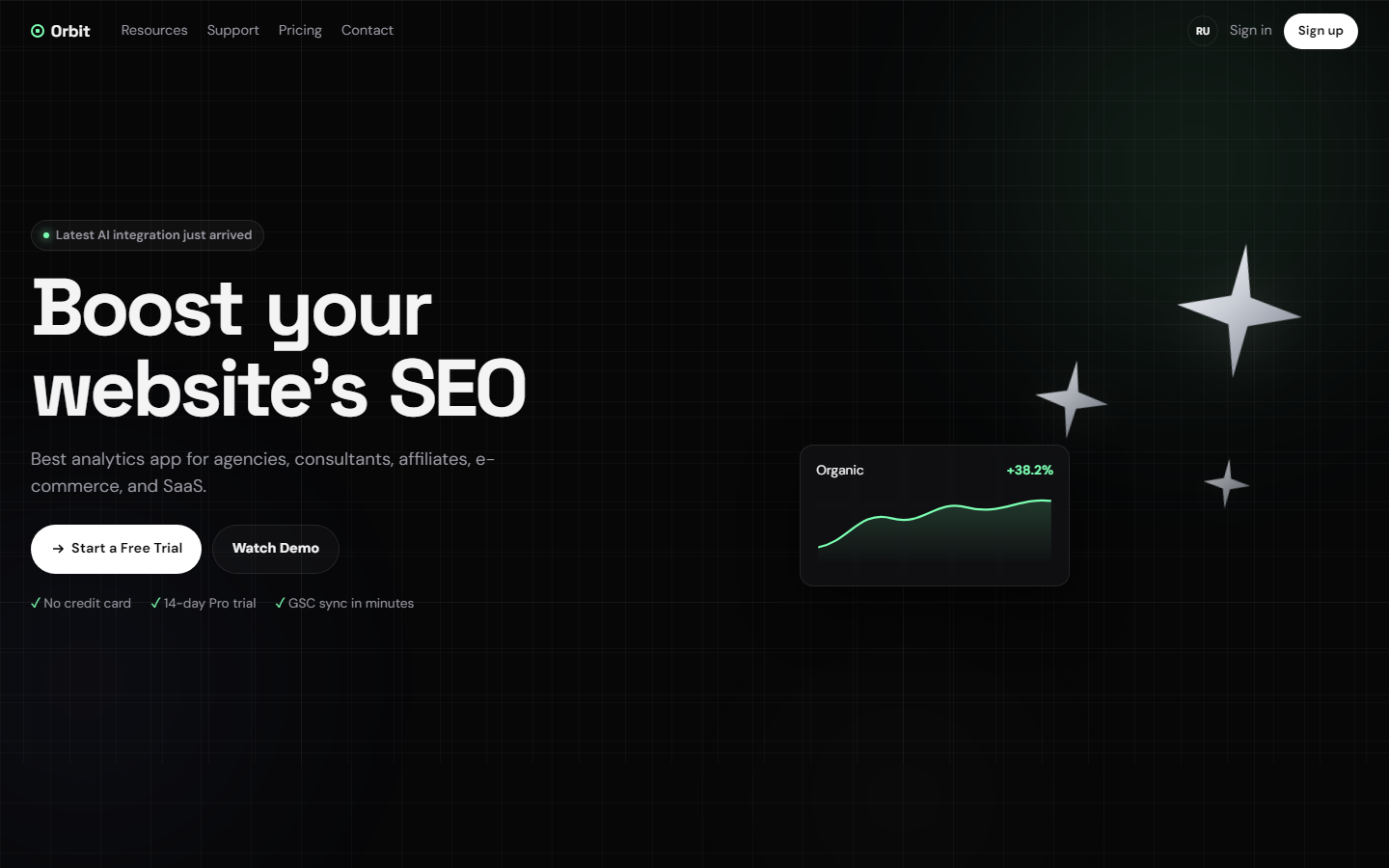 Landing page ORBIT